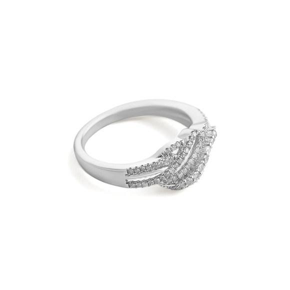 Diamond Cluster Sterling Silver Ring - Picture 4 of 7